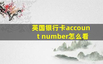 英国银行卡account number怎么看